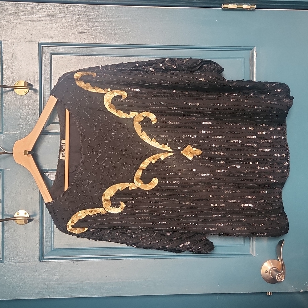 Vintage Black Beaded Top
